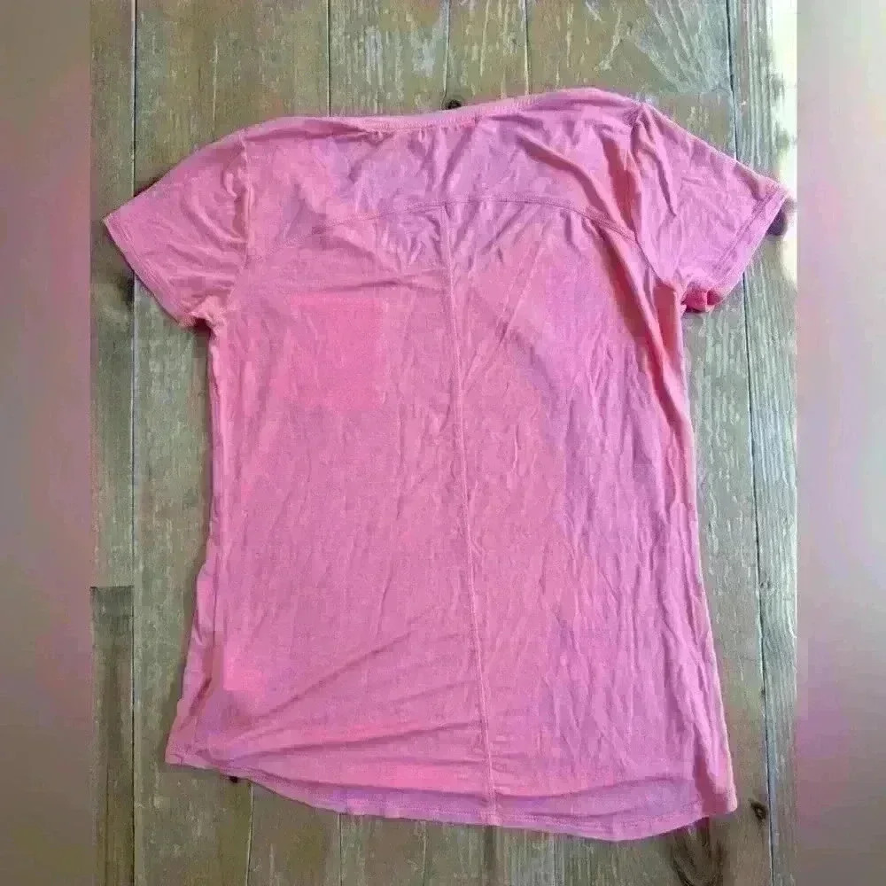 Prana Pink Stretchy Short Sleeve V Neck Shirt Size XS - Picture 5 of 7